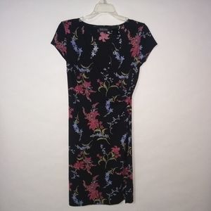 New York and Company Black Wrap Floral Dress